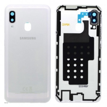 Samsung Back Cover Originale Service Pack con Camera Frame per Galaxy A20e SM-A202 | Bianco