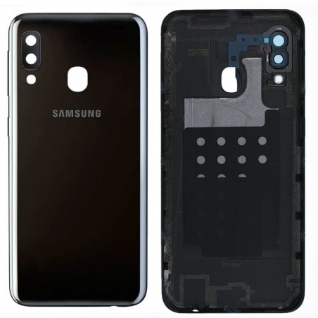 Samsung Back Cover Originale Service Pack con Camera Frame per Galaxy A20e SM-A202 | Nero