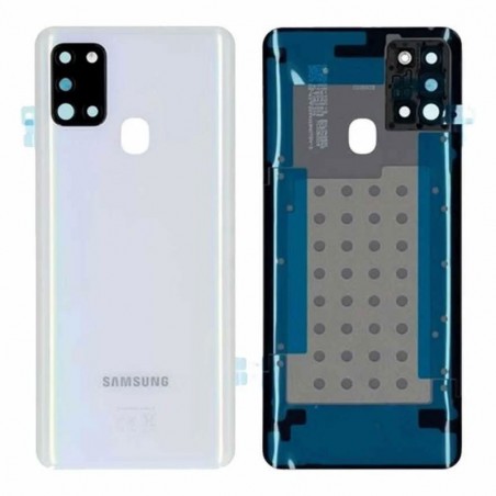 Samsung Back Cover Originale Service Pack con Camera Frame per Galaxy A21S SM-A217 | Bianco