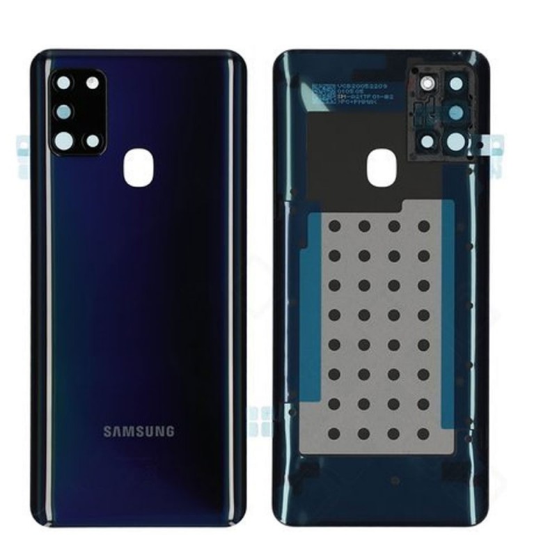 Samsung Back Cover Originale Service Pack con Camera Frame per Galaxy A21S SM-A217 | Nero