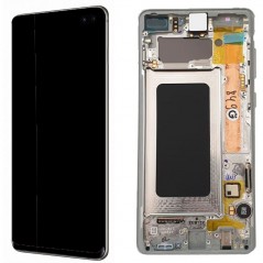 Foto di Samsung SERVICE PACK Display LCD ORIGINALE + Frame Per Galaxy G975 S10+ Plus | Ceramic White Bianco - Samsung