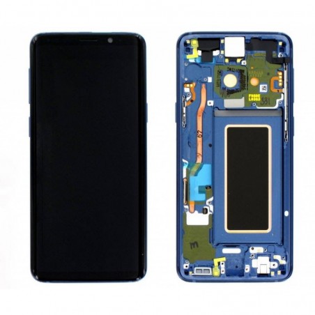 Samsung Service Pack Original LCD Display + Frame For Galaxy S9 G960 Blue