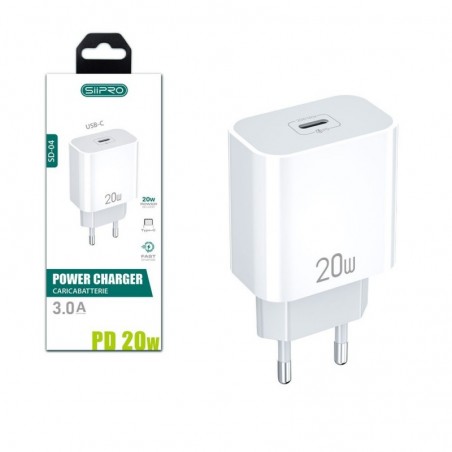 Acquista SiiPRO Power Charger Caricabatterie 20W USB-C 3.0A Fast Charge SD-04 in vendita