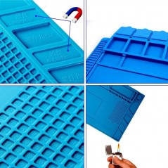 30x45cm Blue Anti-Static Insulating Silicone Mat for Laboratory Repairs + Screw Holder