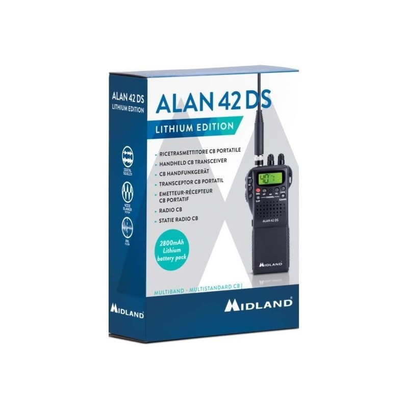 MIDLAND ALAN 42 DS Lithium Edition CB Radio Portable AM/FM Transceiver | 2800mAh Lithium Battery Pack Included