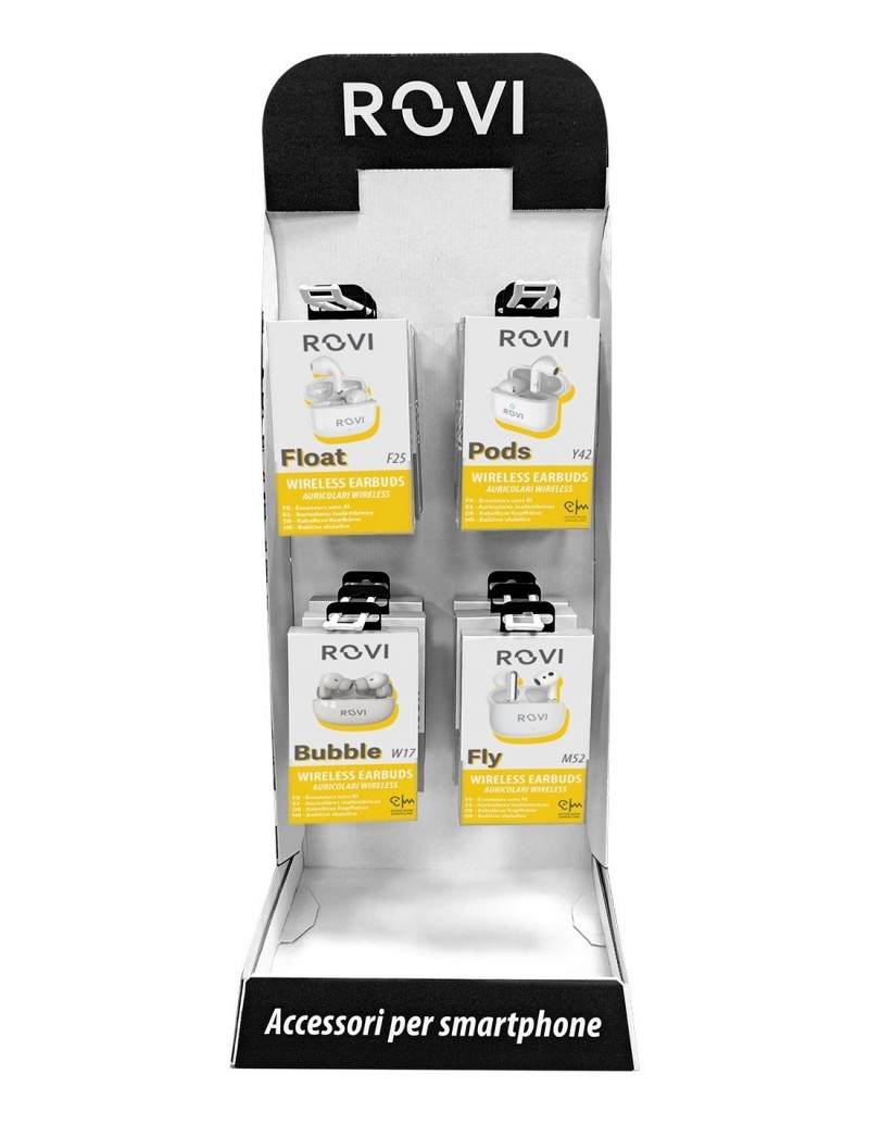 ROVI Espositore da banco Hooks con Auricolari Bluetooth