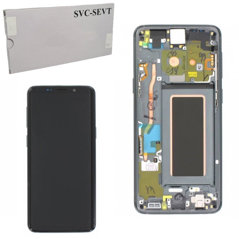 Samsung Service Pack Original LCD Display + Frame for Galaxy S9+ Plus G965 | Titanium Gray