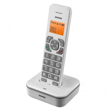 BRONDI BRAVO STAR Cordless Phone with Large Backlit LCD Display | White and Gray