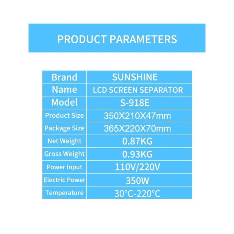SUNSHINE S-918E PAD Electric LCD Screen Separator Heater Pad | 110-220V
