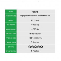 Compra RELIFE RL-724A Set di cacciaviti Dinamometrici in Acciaio Inox ad Alta Precisione online