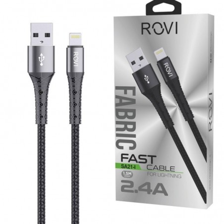 Immagine prodotto Rovi Fabric SA21I Cavo in Tessuto da Usb-A a Lightning 1,5 Metri 2.4A | Silver