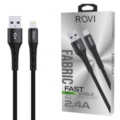 Scopri Rovi Fabric SA21I Cavo in Tessuto da Usb-A a Lightning 1,5 Metri 2.4A | Nero in dettaglio