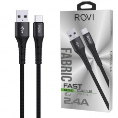 Immagine prodotto Rovi Fabric SA21C Cavo di Ricarica in Tessuto da Usb-A a Usb-C 1,5 Metri 60W | Nero