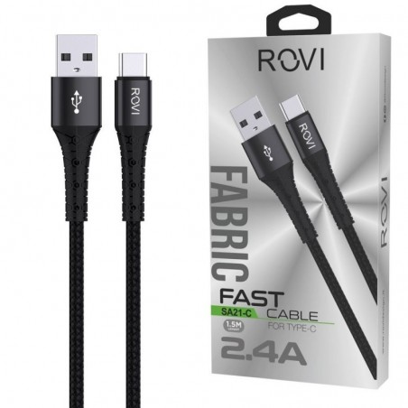 Buy Rovi Fabric SA21C Cavo di Ricarica in Tessuto da Usb-A a Usb-C 1,5 Metri 60W | Black online