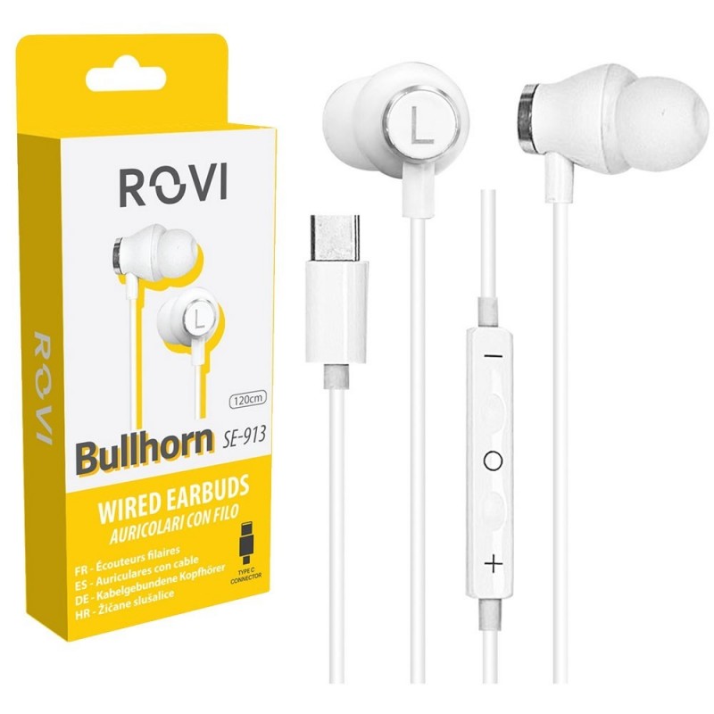 Rovi BULLHORN SE-913 Type-C Wired Earphones White