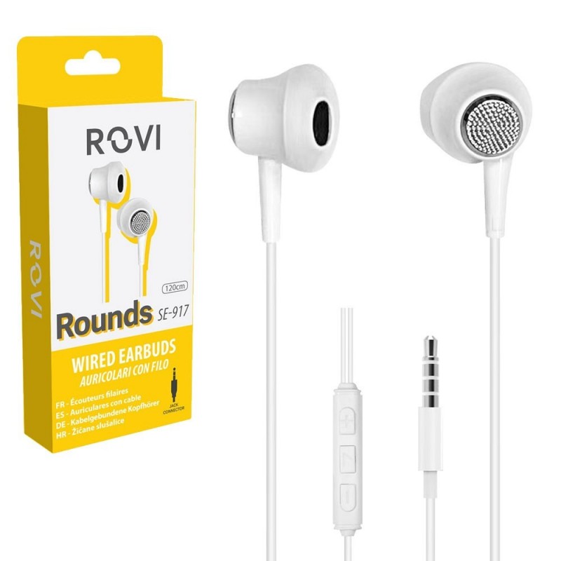 Rovi ROUNDS SE-917 Wired Earphones with 3.5mm Jack, White