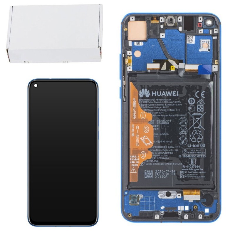 Huawei Service Pack Original LCD Display + Frame and Battery for Honor View 20 | Blue