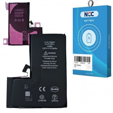 Foto di NCC Batteria Compatibile per Apple iPhone 14 PRO | ZY Taiwan Chip - 3200mAh - NCC