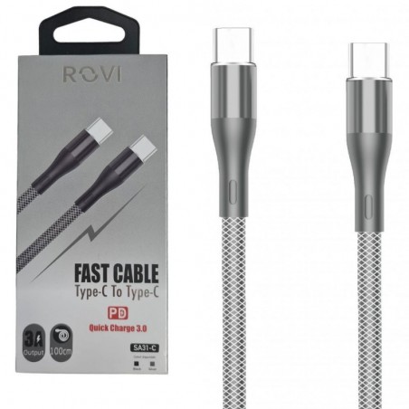 Acquista Rovi Sport SA31C Cavo di Ricarica in Nylon da USB-C a USB-C 1mt 3A | Silver in vendita