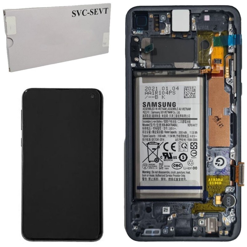 Samsung Service Pack Original LCD Display + Frame and Battery For Galaxy S10E 2019 SM-G970F | Prism Black Black