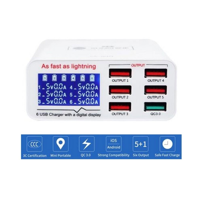 SUNSHINE 6-Port USB Smart Charger | SS-304Q SUNSHINE 6-Port USB Smart Charger | SS-304Q