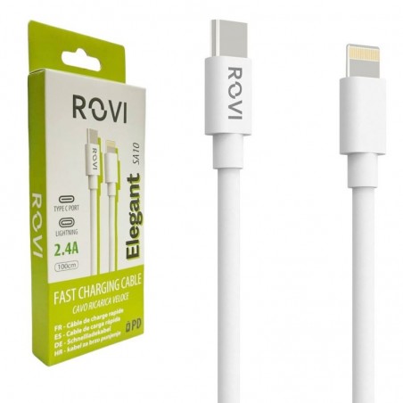 Compra Rovi Elegant Cavo di Ricarica da USB-C a Lightning in PVC Ultra Resistente SA10 1mt 2.4A | Bianco online