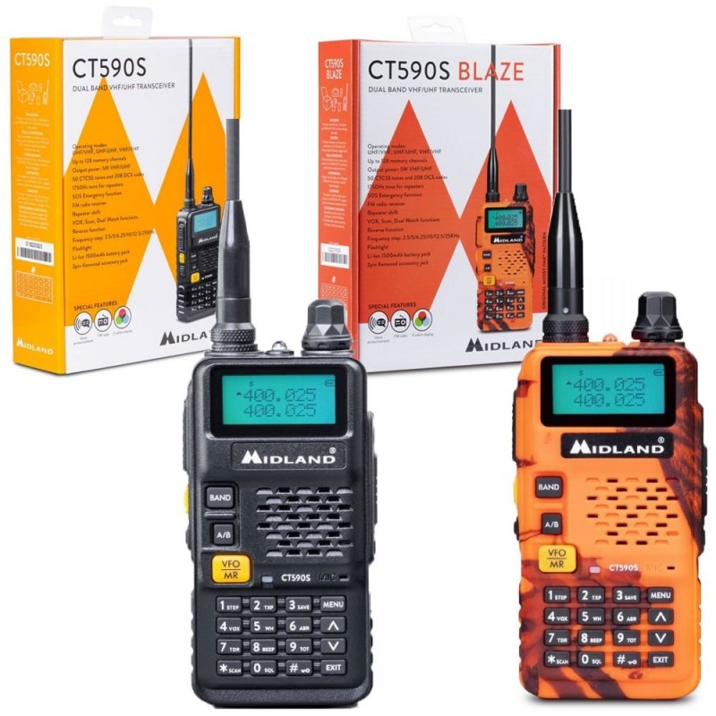 MIDLAND CT590S RADIO RICETRASMETTITORE DUAL BAND VHF/UHF PORTATILE CON DISPLAY LCD BATTERIA INTEGRATA RICONDIZIONATO