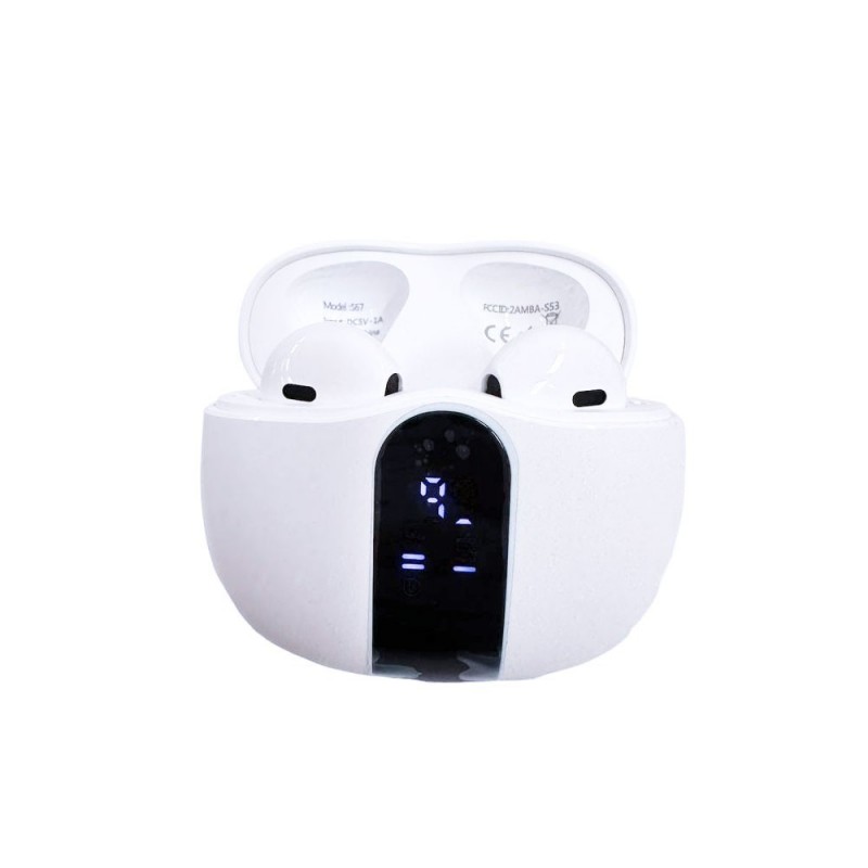 NCC S67 Bluetooth Earphone TWS Smart Display HIFI Audio Headphones | White