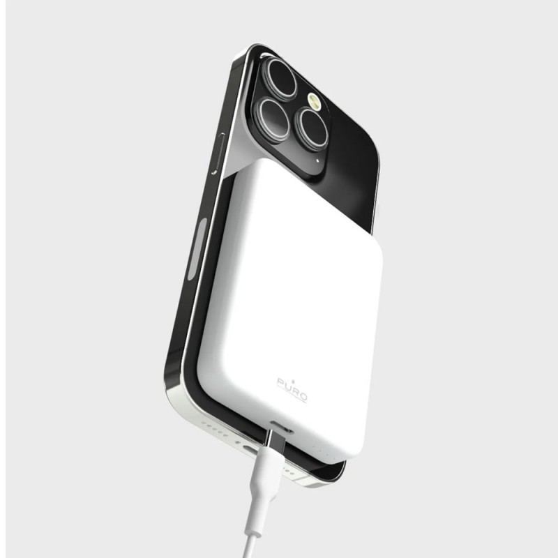 Puro MINI POWER MAG Power Bank Wireless MagSafe 4200mAh + Cavo Usb-c to Usb-c Per iPhone