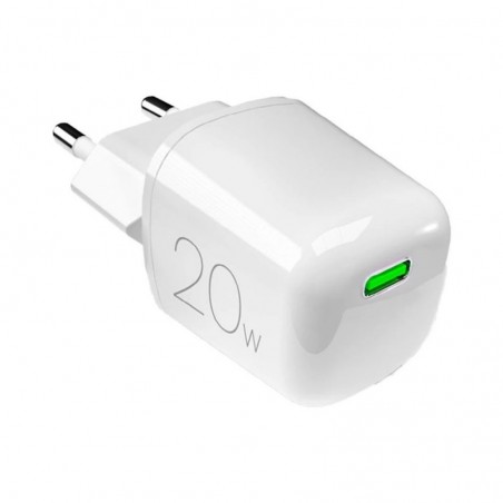 Puro MINIPRO CaricaBatterie da Rete 20W USB-C Fast Charger Power Delivery GaN | Bianco