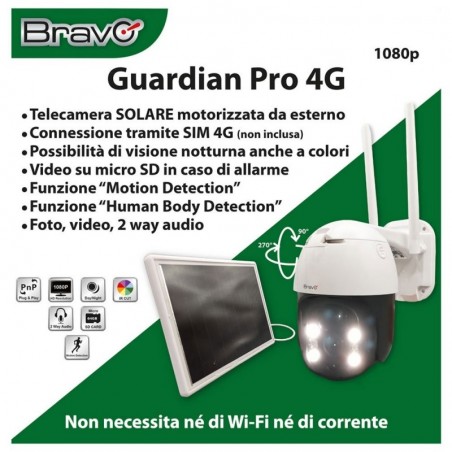 Foto di Bravo Telecamera Solare Guardian Pro 4G Alimentazione con Pannello Solare - BRAVO