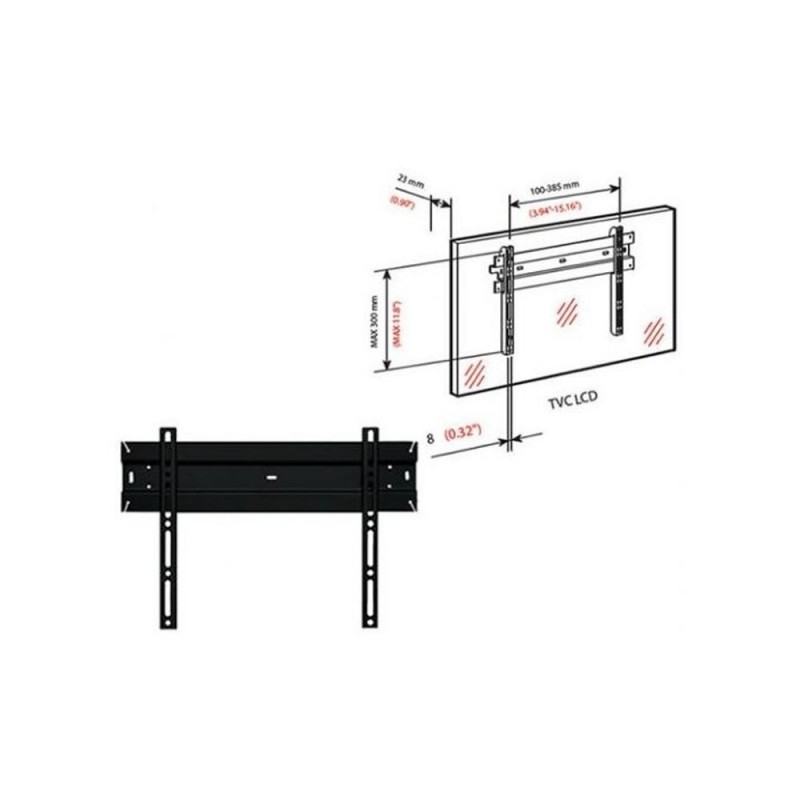 BRAVO Fixed Wall Mount Bracket WALL 1 Universal Attachment from 21" to 40" Inches