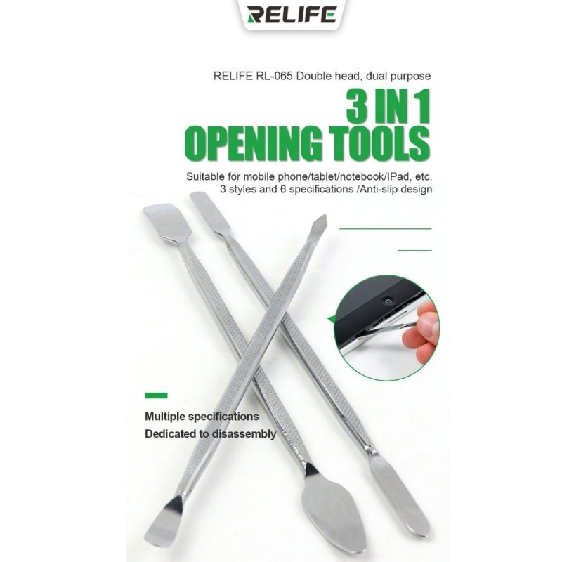 RELIFE RL-065 3-in-1 Metal Opening Tool Set for Smartphones, Tablets, Notebooks, iPads
