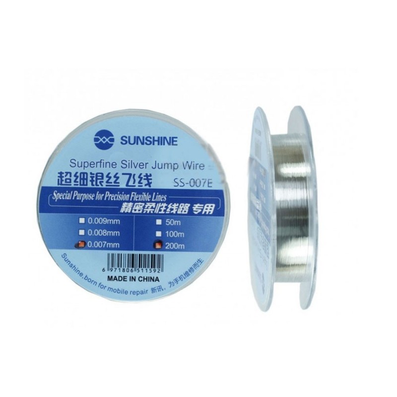 SUNSHINE SS-007E 0.007mm Silver Wire Spool for Jump Wire Soldering | 200M