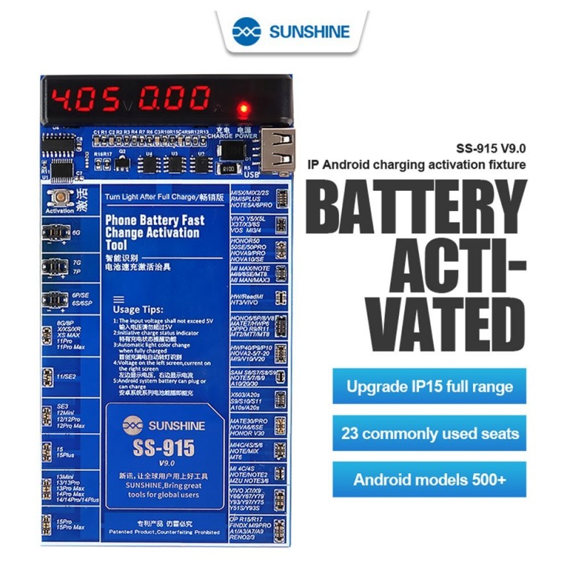 SUNSHINE SS-915 Attivatore di Batteria TESTER Per Android e iPhone | V9.0