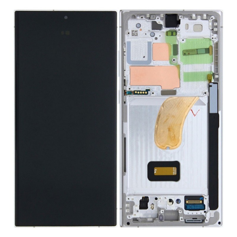 Samsung SERVICE PACK Display LCD ORIGINALE + Frame Per Galaxy S23 Ultra 5G S918 | Light Blue / Green