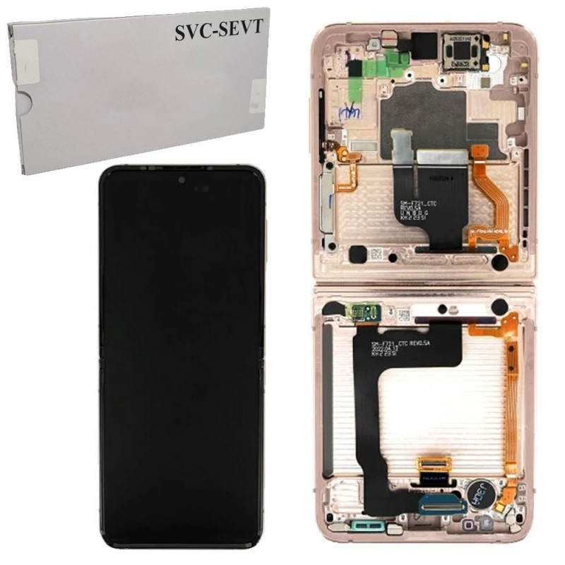 Samsung Service Pack Original LCD Display + Frame For Galaxy Z Flip 4 5g 2022 SM-F721 | GOLD INNER