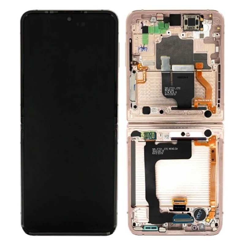 Samsung SERVICE PACK Display LCD ORIGINALE + Frame Per Galaxy Z Flip 4 5g 2022 SM-F721 | GOLD INNER