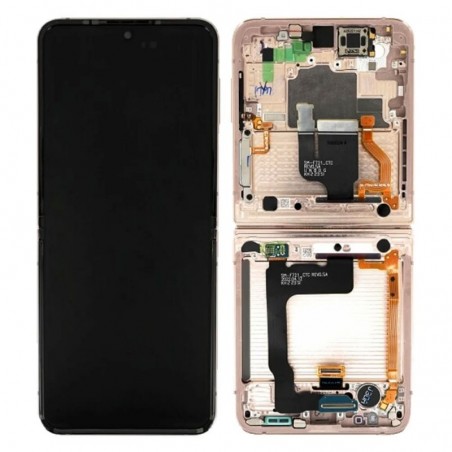 Samsung Service Pack Original LCD Display + Frame For Galaxy Z Flip 4 5g 2022 SM-F721 | GOLD INNER