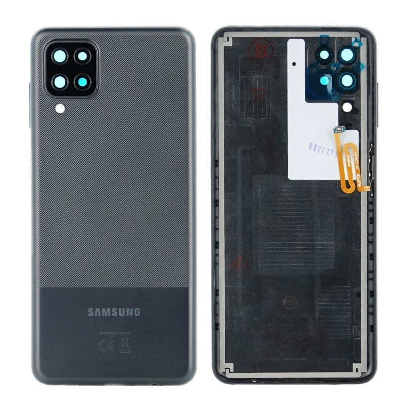 Samsung Back Cover Originale Service Pack con Camera Frame per Galaxy A12 SM-A125F SM-A127F | Nero