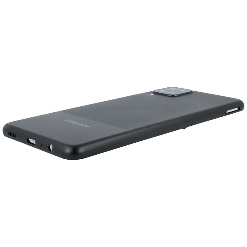 Samsung Back Cover Originale Service Pack con Camera Frame per Galaxy A12 SM-A125F SM-A127F | Nero