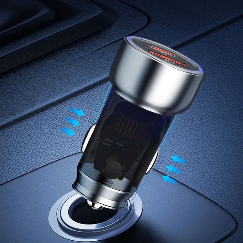 NCC Car Charger 48W Dual USB-A + USB-C Fast Charger | Black R10