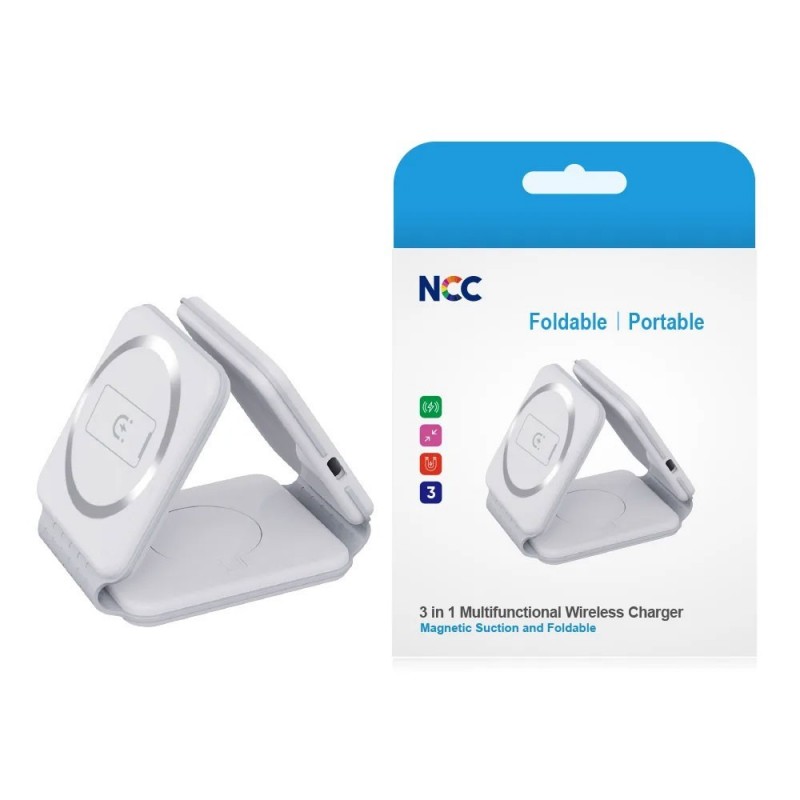 NCC Wireless Charger 3-in-1 Foldable Magnetic Charger | White W20 NCC Wireless Charger 3-in-1 Foldable Magnetic Charger | White W20