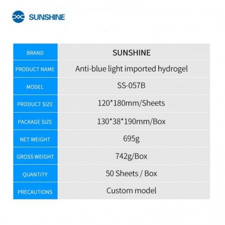 SUNSHINE SS-057B HD Anti-Blue Hydrogel Film | 50 pcs
