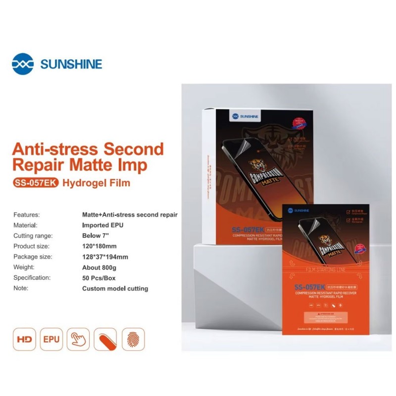 SUNSHINE SS-057EK Pellicola Idrogel Anti-Stress Matte | 50 pcs