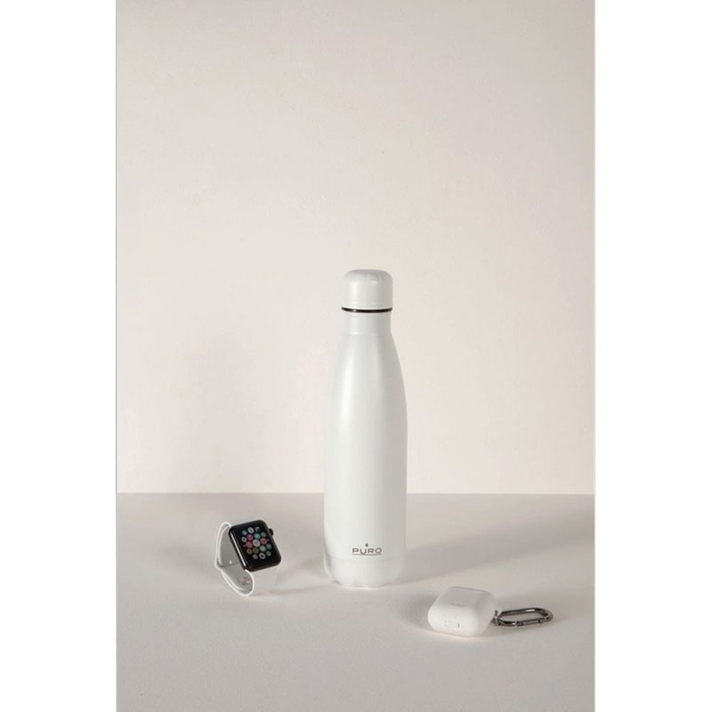 Puro Icon 500ml Double Wall Stainless Steel Thermal Bottle with Powder Coating | White Puro Icon 500ml Double Wall Stainless Steel Thermal Bottle with Powder Coating | White