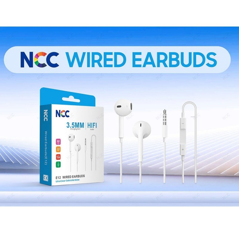 NCC EarPods E12 Earphones with Remote and Microphone (3.5" Jack Connector)