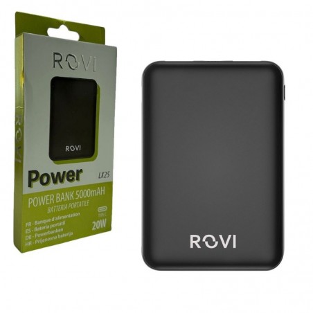 Compra ROVI Power Bank LX25 5000 mAh Caricabatterie Portatile 2 USB-A 1 USB-C 20W | Nero online