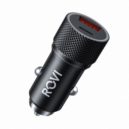 Rovi SC400 Fast Car Charger 38W USB-A and USB-C | Black