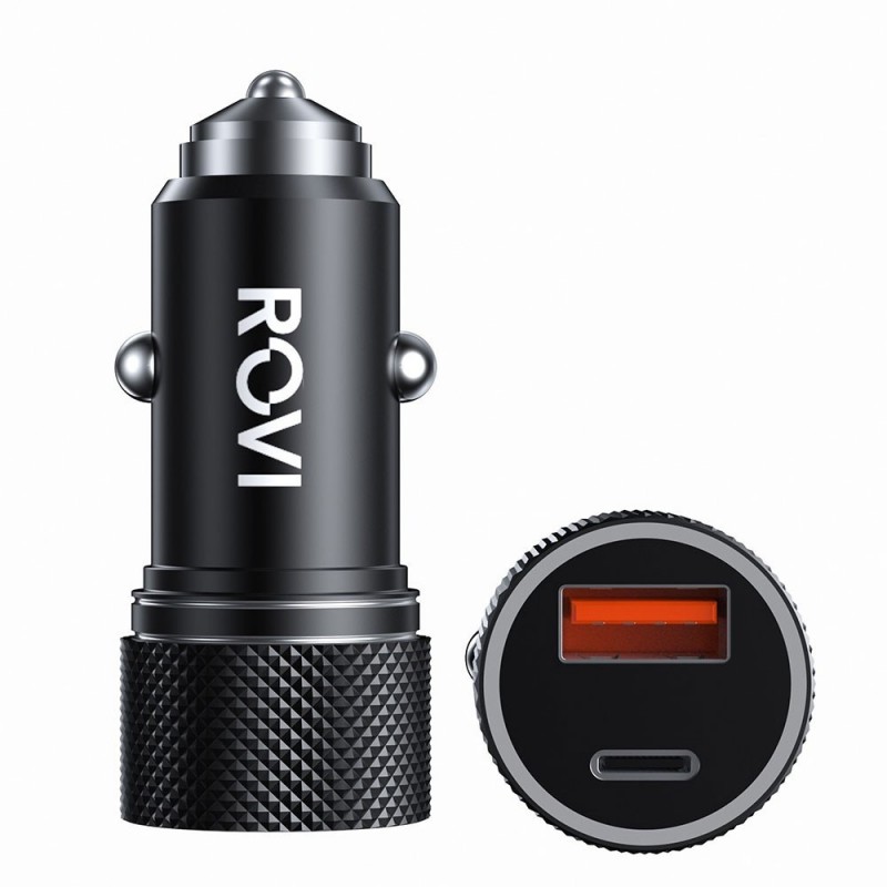 Rovi SC400 Fast Car Charger 38W USB-A and USB-C | Black